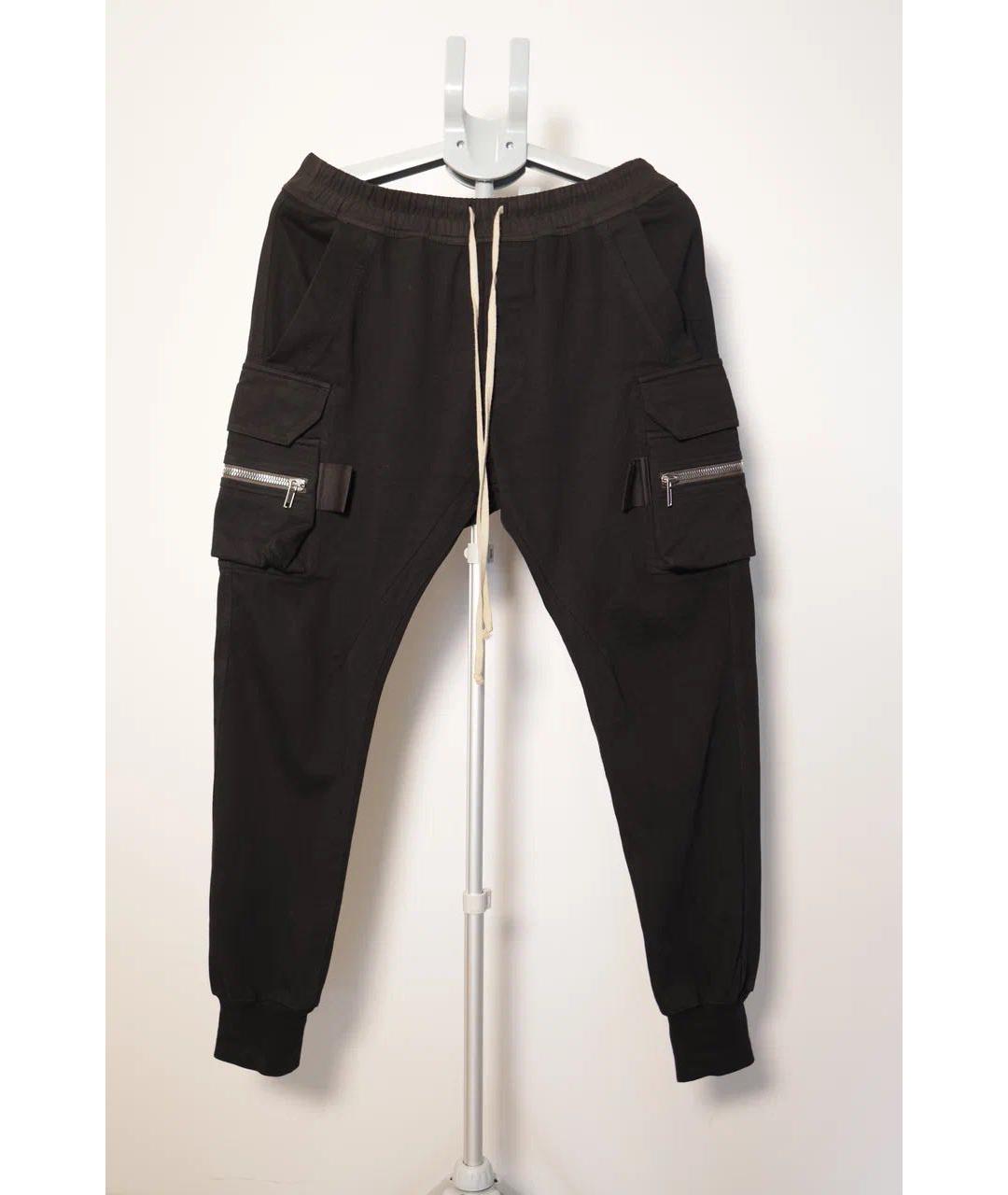RICK OWENS Черные хлопковые повседневные брюки, фото 5