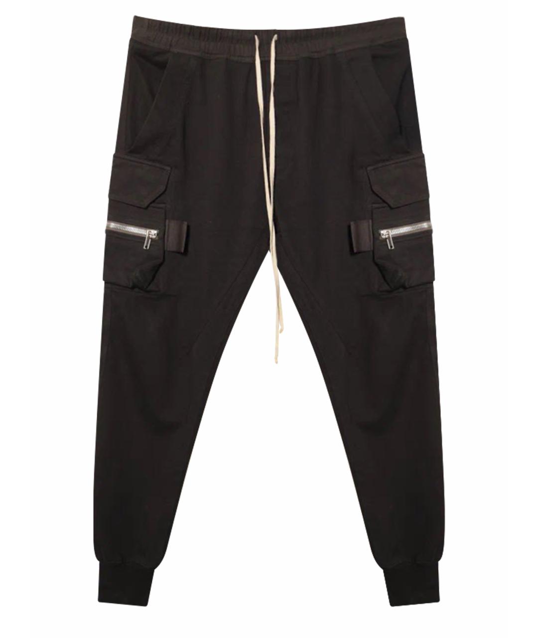 RICK OWENS Черные хлопковые повседневные брюки, фото 1