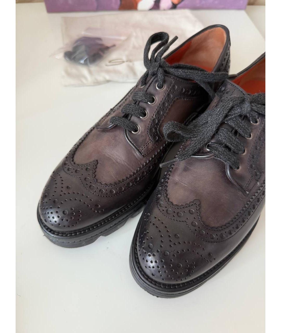 SANTONI Коричневые кожаные брогги и оксфорды, фото 2