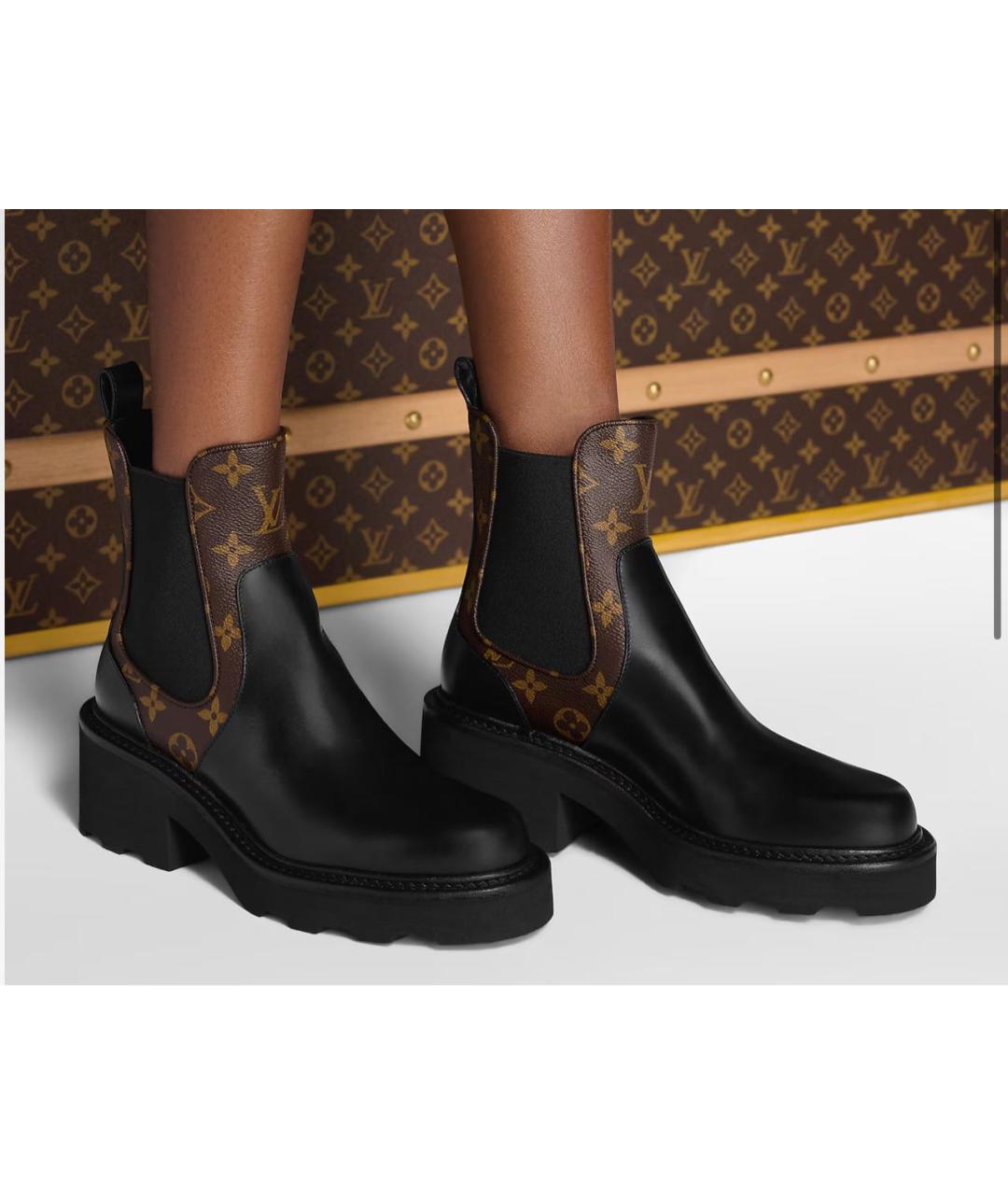 LOUIS VUITTON Черные кожаные ботинки, фото 5