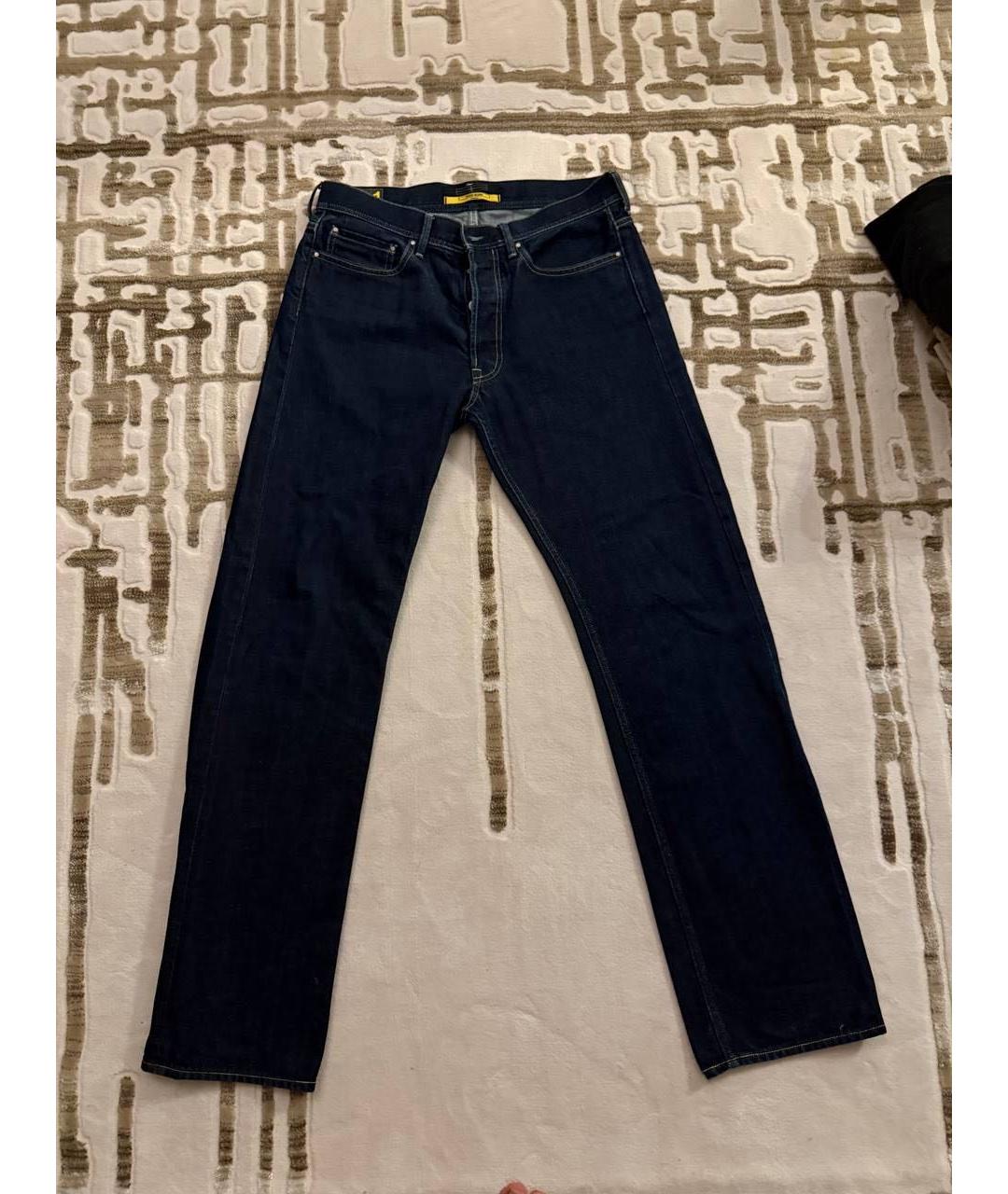 STONE ISLAND Темно-синие хлопковые прямые джинсы, фото 6