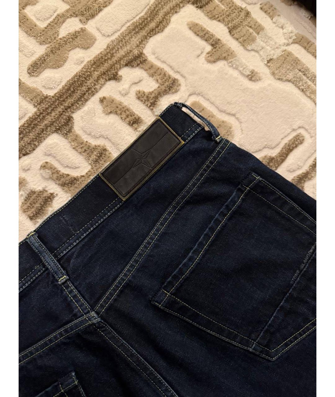 STONE ISLAND Темно-синие хлопковые прямые джинсы, фото 5