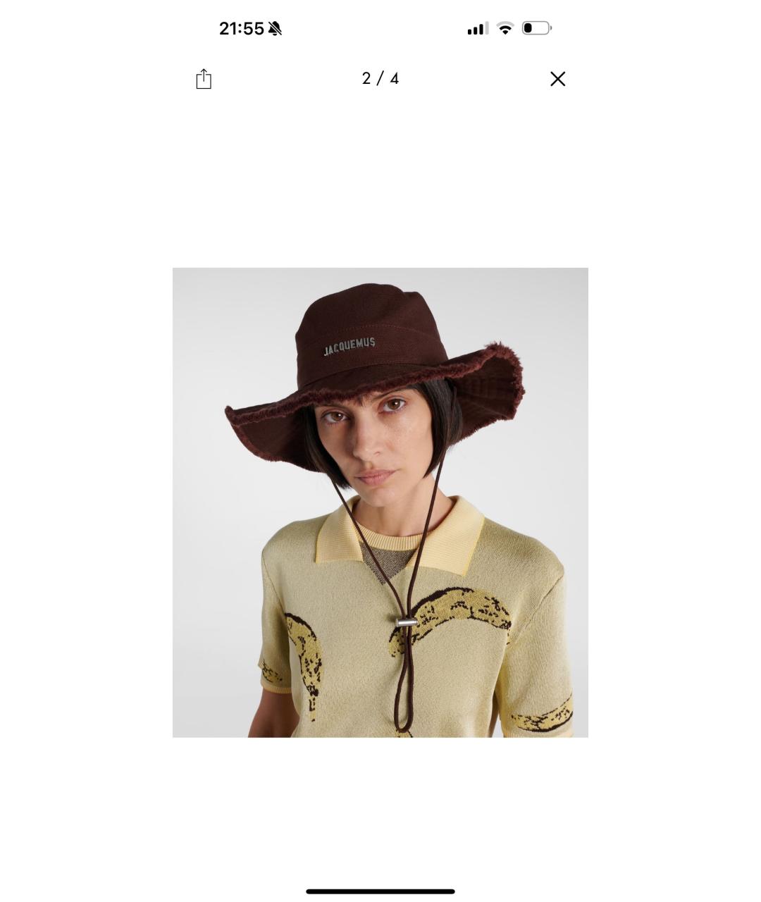 JACQUEMUS Коричневая хлопковая панама, фото 2