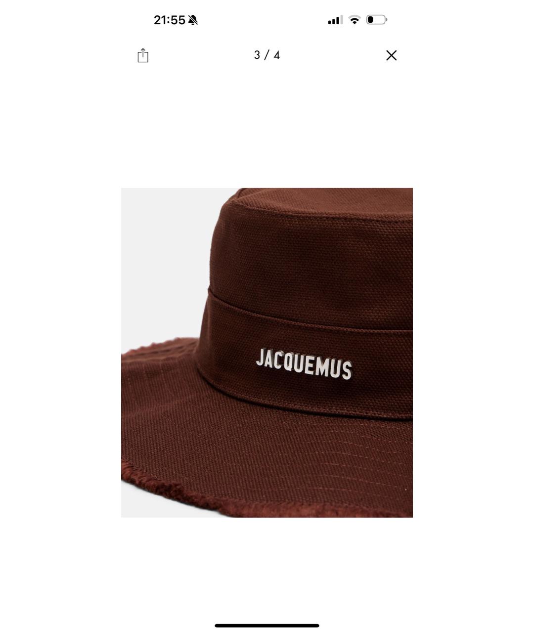 JACQUEMUS Коричневая хлопковая панама, фото 3
