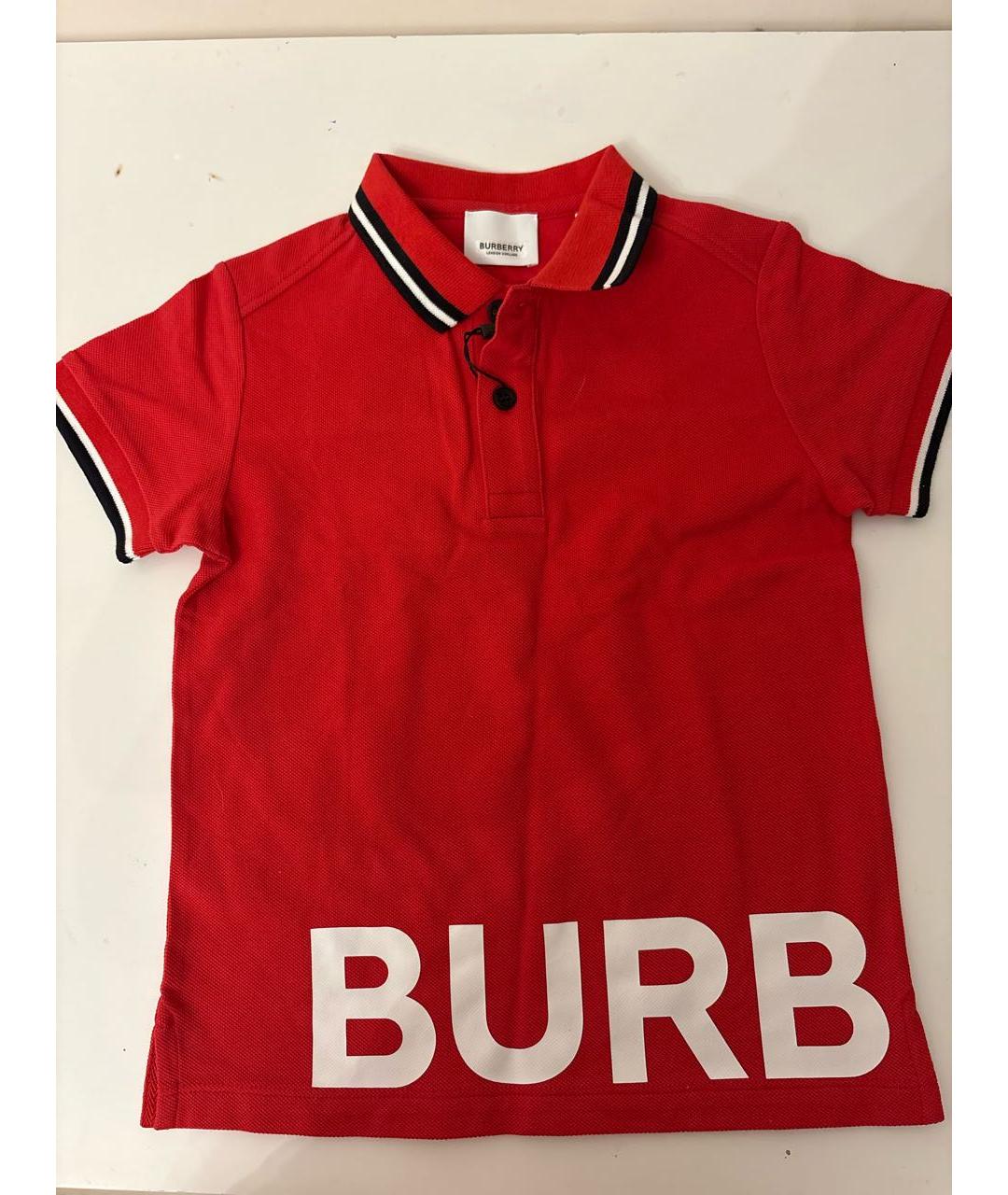 BURBERRY KIDS Красная хлопковая детская футболка, фото 5