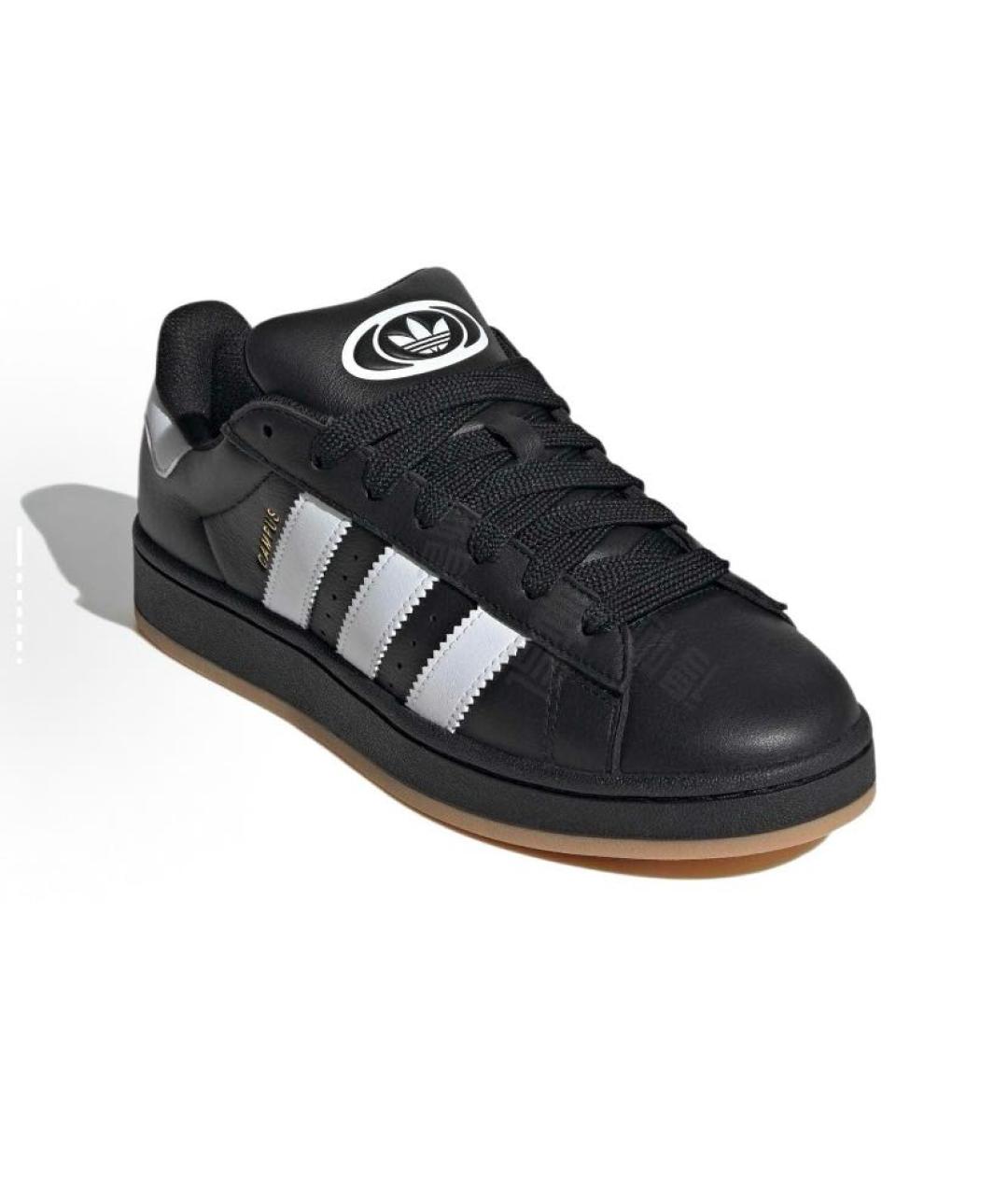 ADIDAS Черные кожаные низкие кроссовки / кеды, фото 3