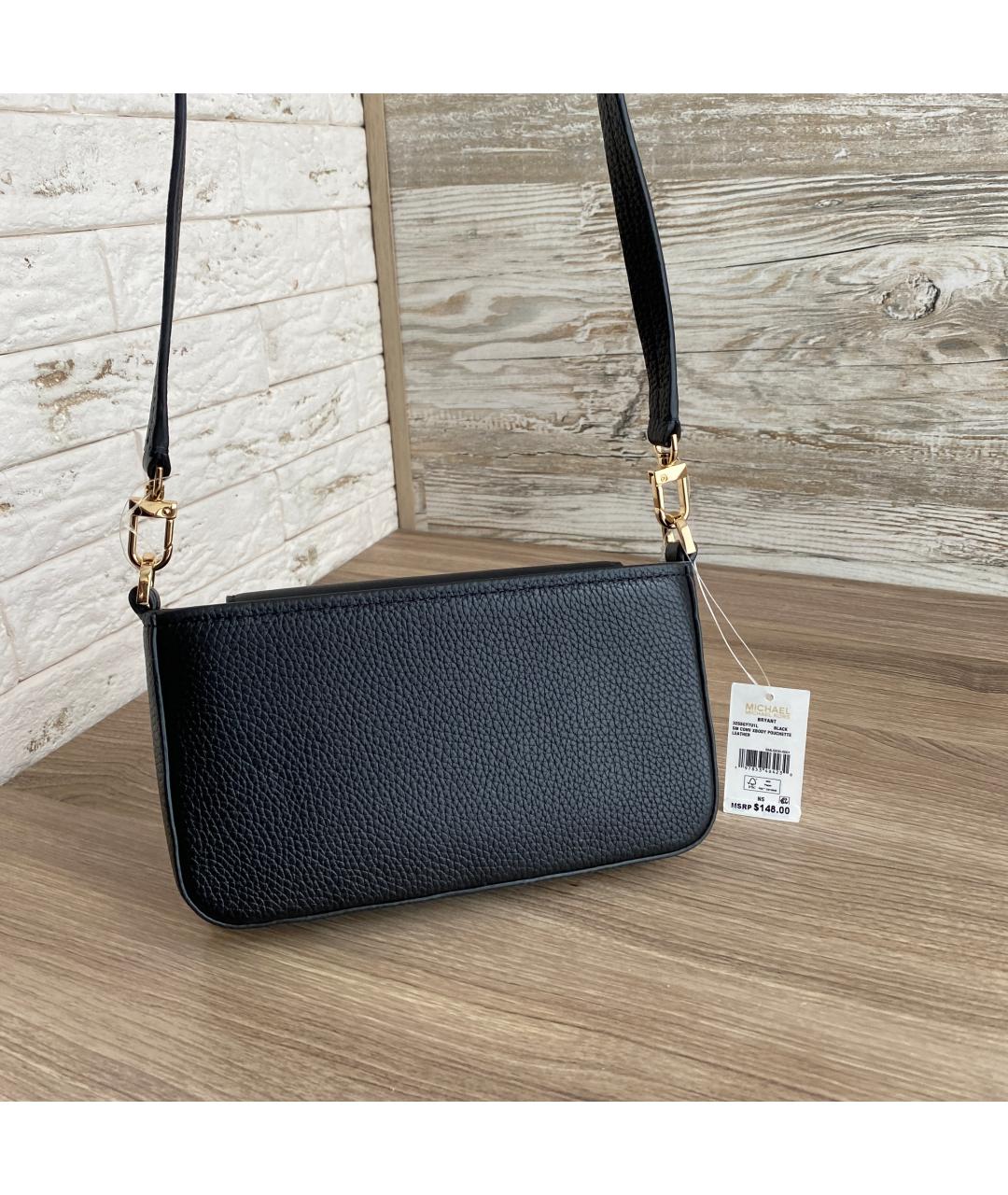 MICHAEL KORS Черная кожаная сумка через плечо, фото 4