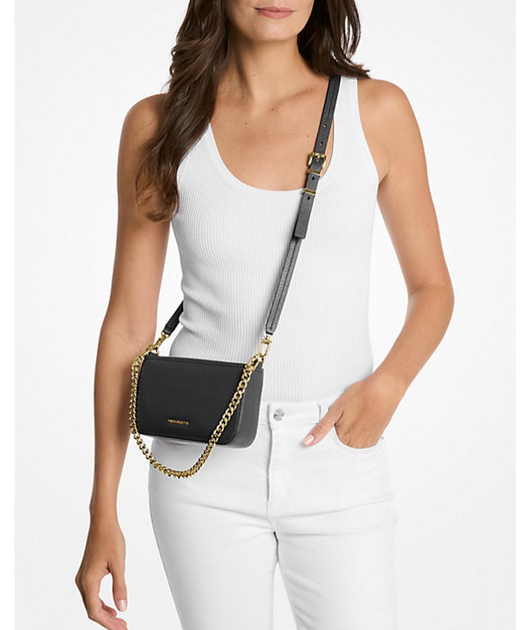 MICHAEL KORS Черная кожаная сумка через плечо, фото 2