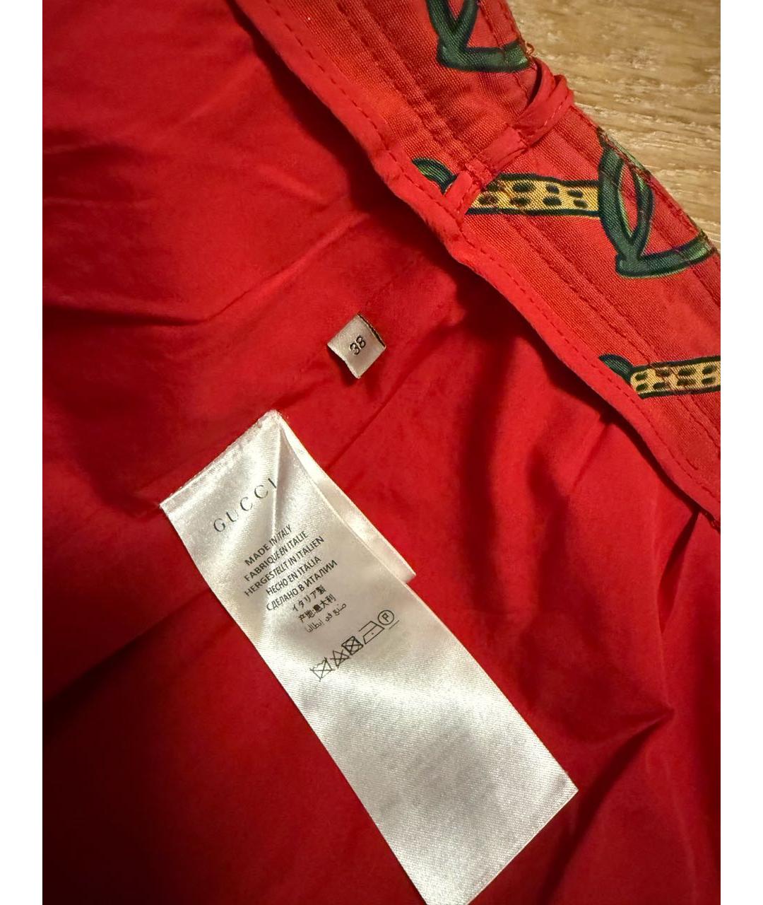 GUCCI Красная хлопковая юбка миди, фото 7