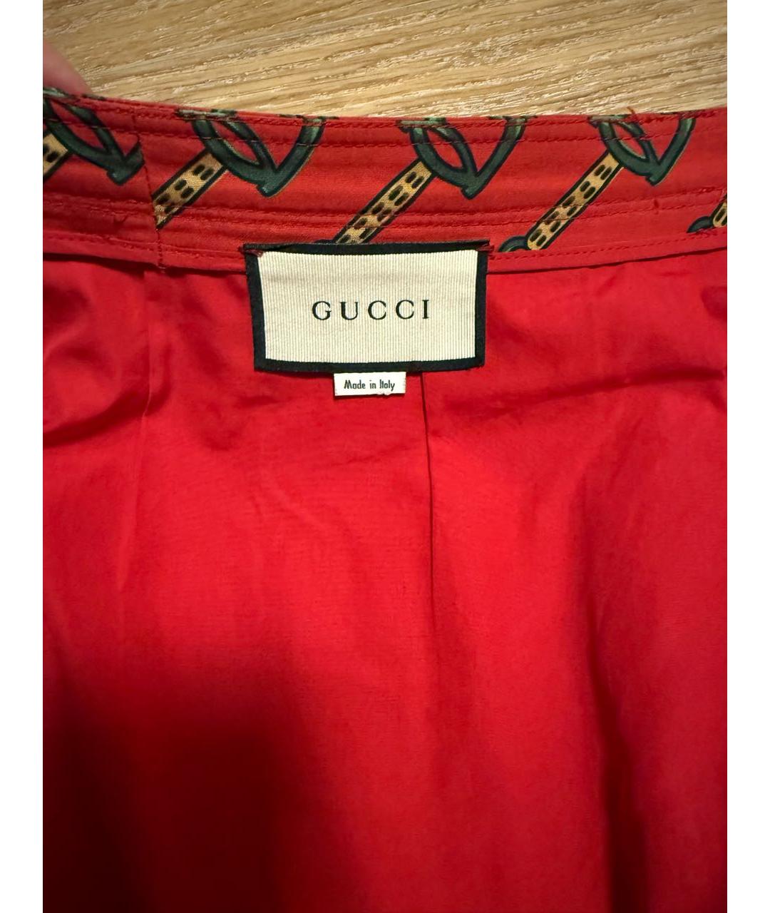 GUCCI Красная хлопковая юбка миди, фото 8