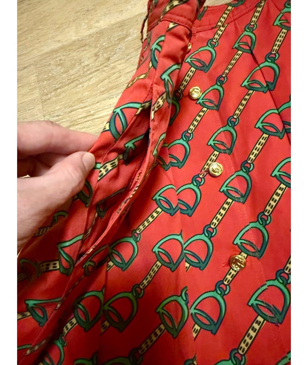 GUCCI Красная хлопковая юбка миди, фото 4