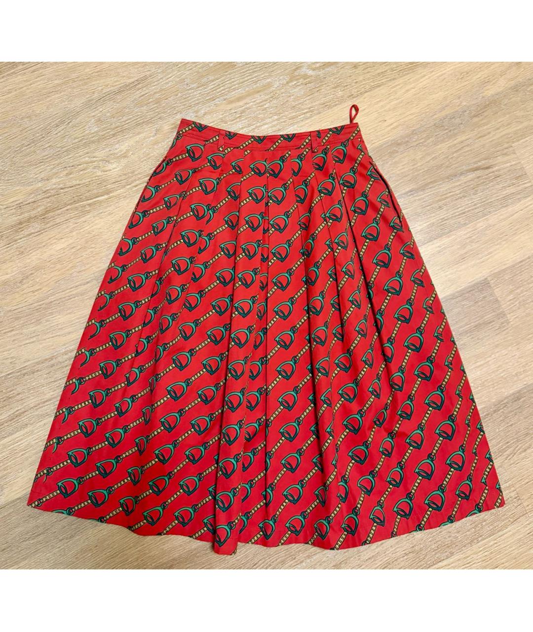 GUCCI Красная хлопковая юбка миди, фото 2