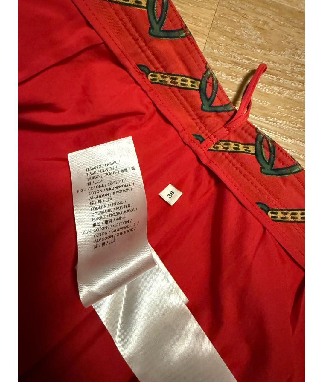 GUCCI Красная хлопковая юбка миди, фото 6