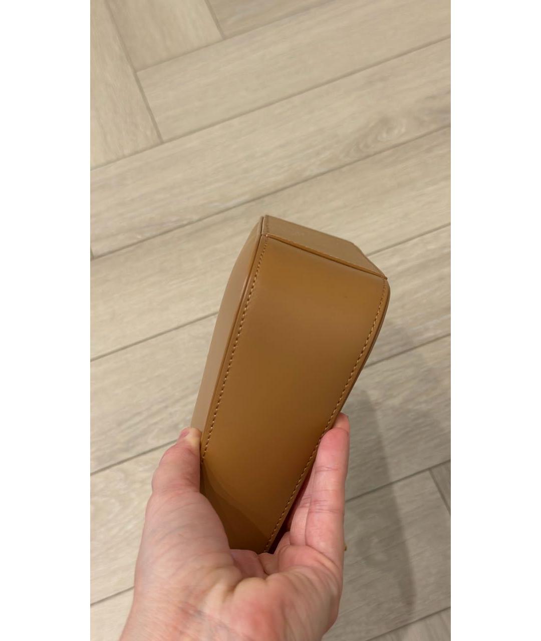 SAINT LAURENT Коричневая кожаная сумка с короткими ручками, фото 7