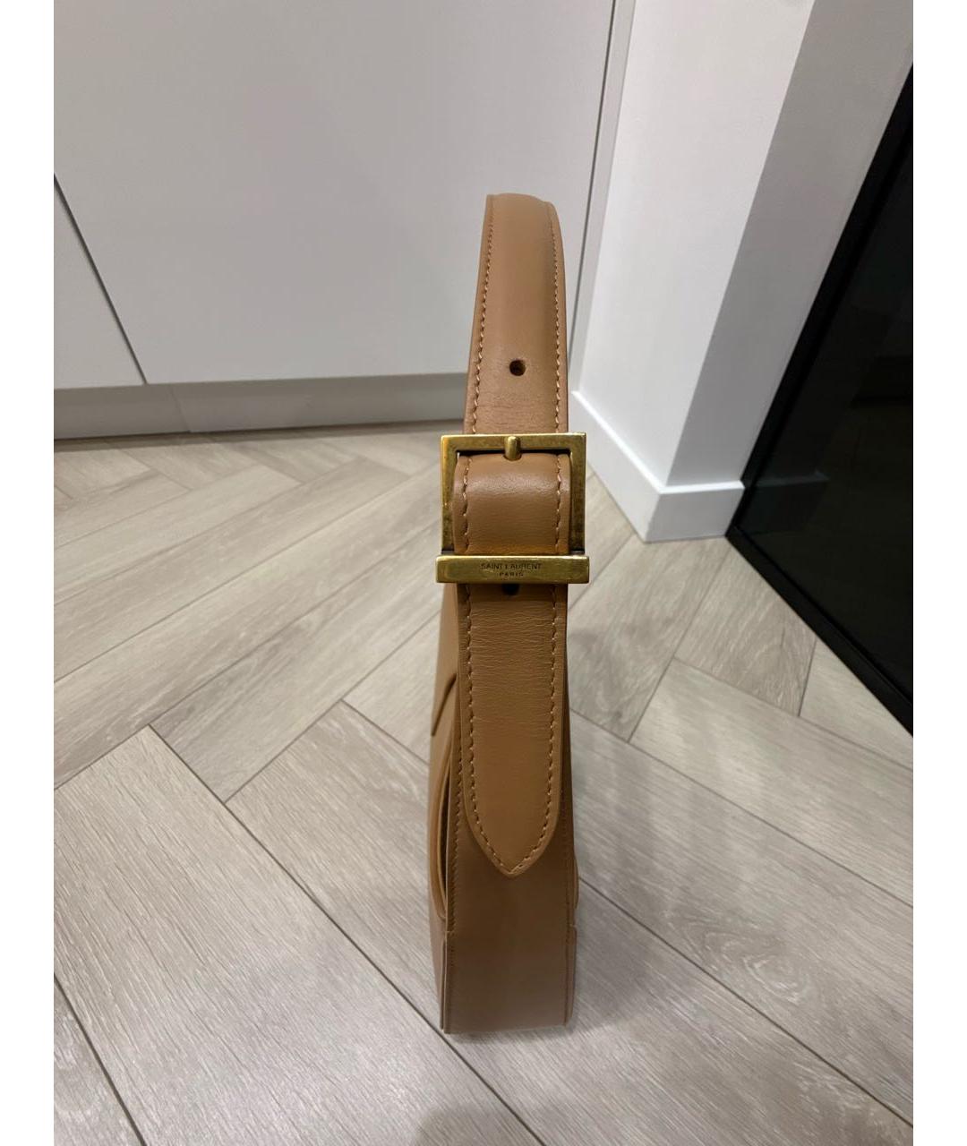 SAINT LAURENT Коричневая кожаная сумка с короткими ручками, фото 5
