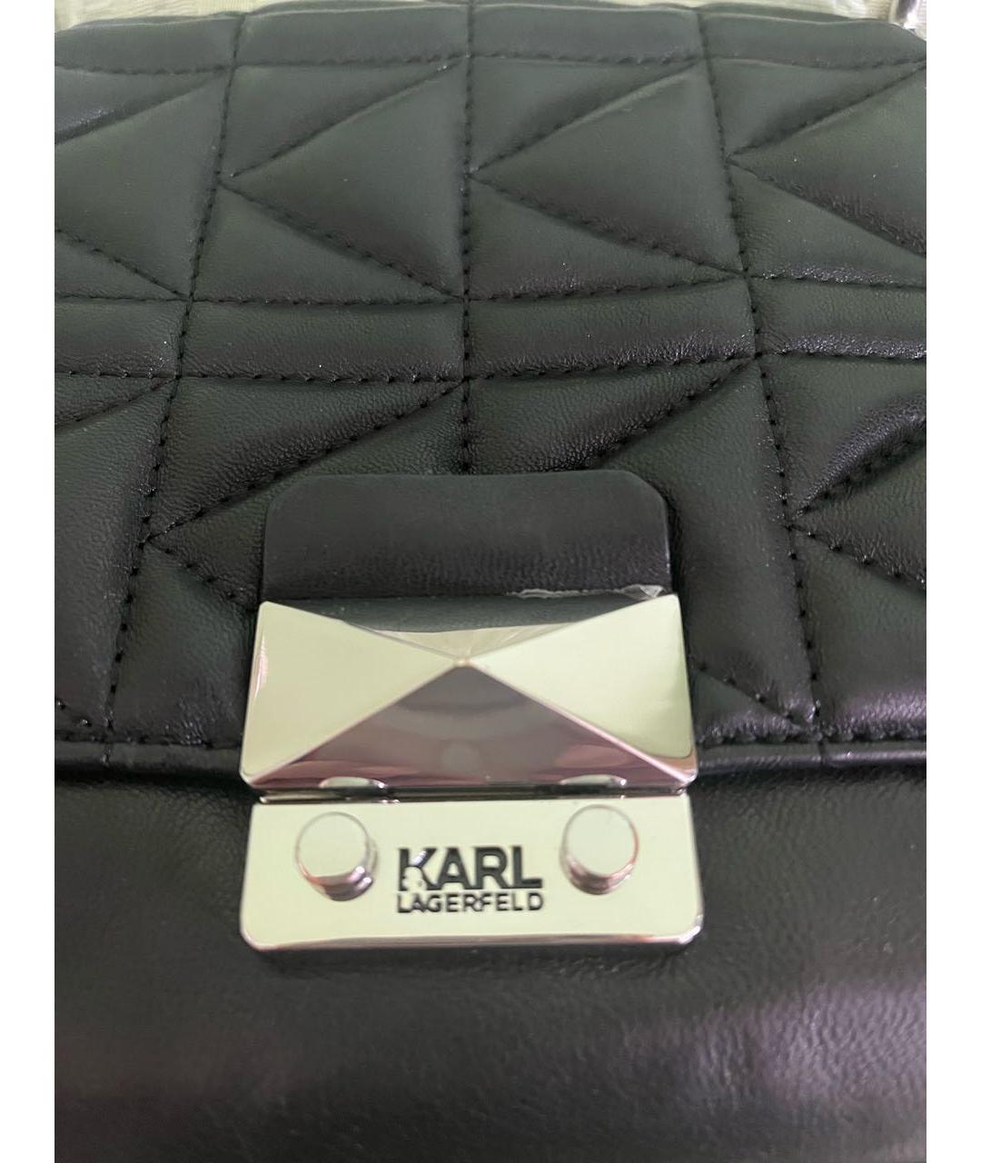 KARL LAGERFELD Черная кожаная сумка с короткими ручками, фото 2