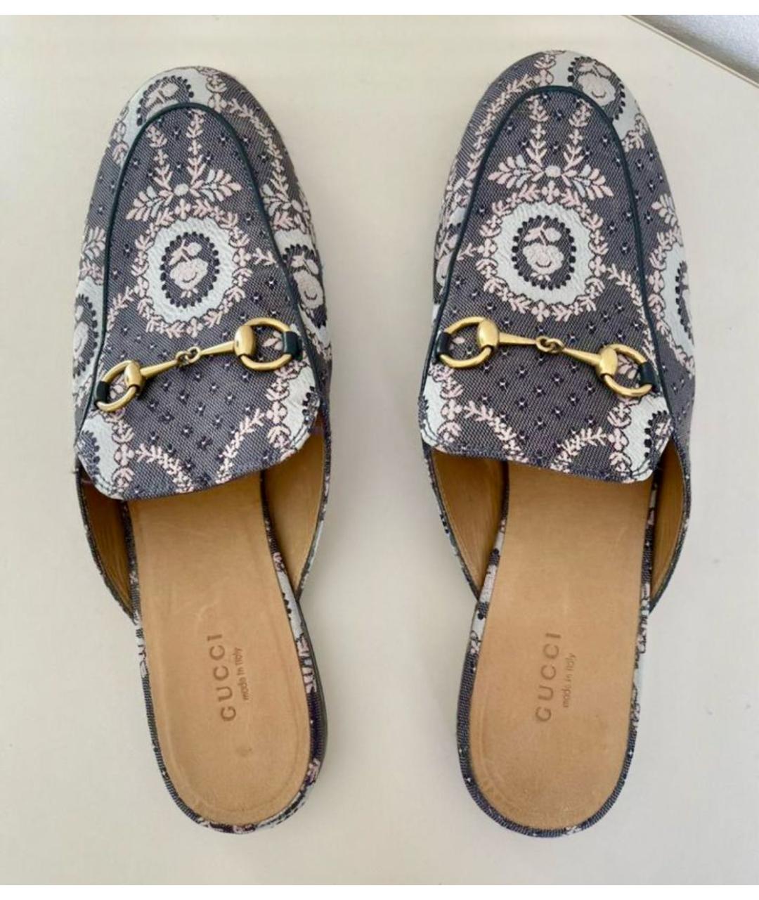 GUCCI Антрацитовые текстильные сабо, фото 2