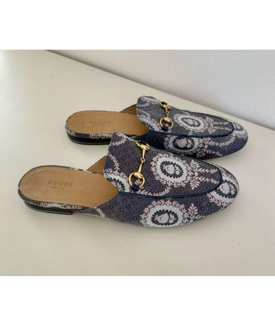 GUCCI Антрацитовые текстильные сабо, фото 5