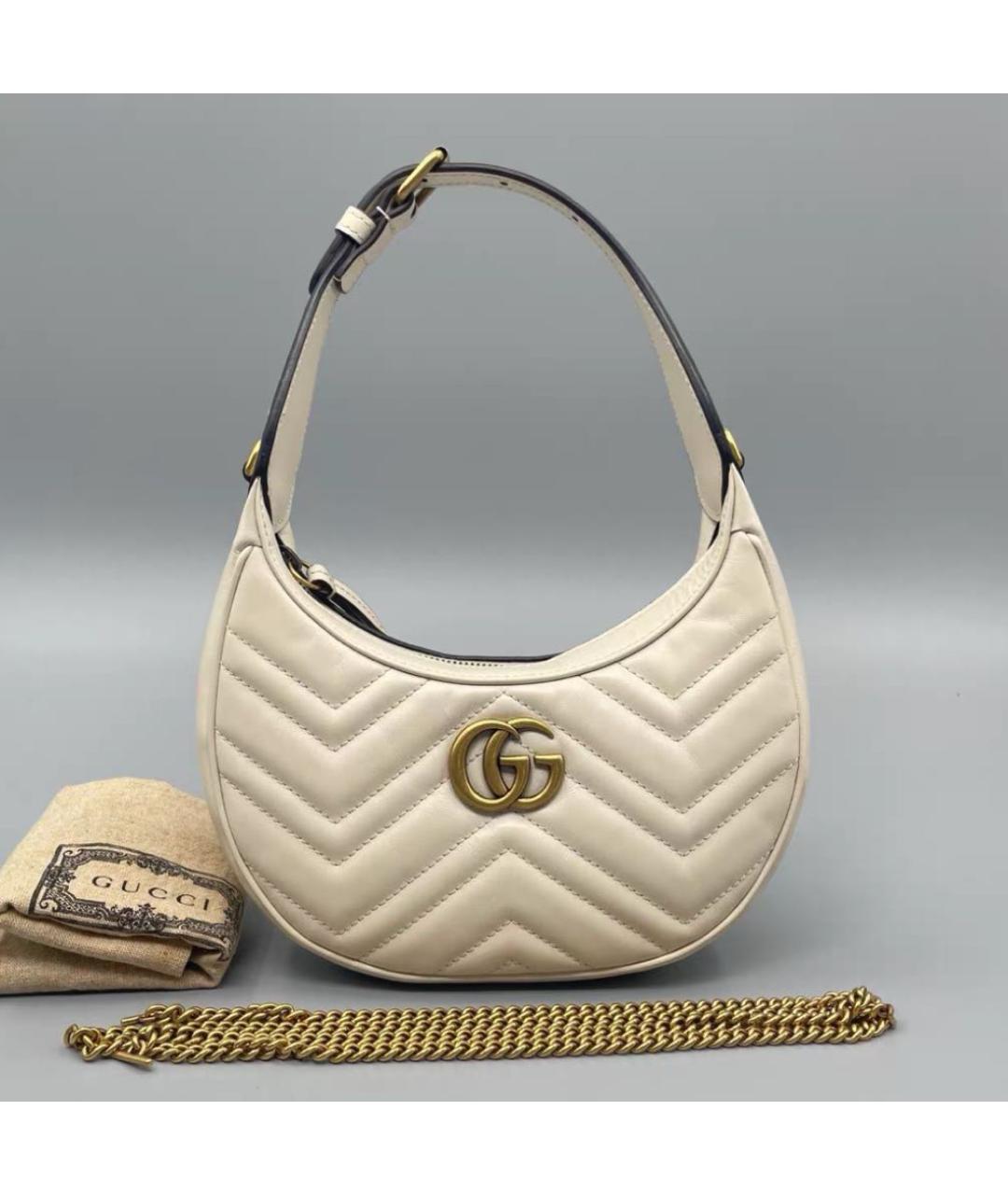 GUCCI Белая кожаная сумка через плечо, фото 7