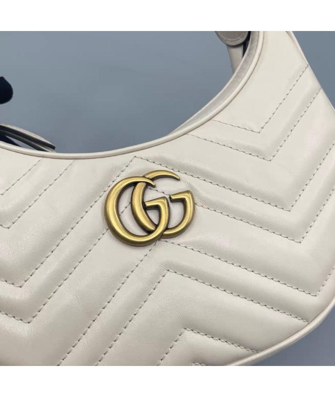 GUCCI Белая кожаная сумка через плечо, фото 6