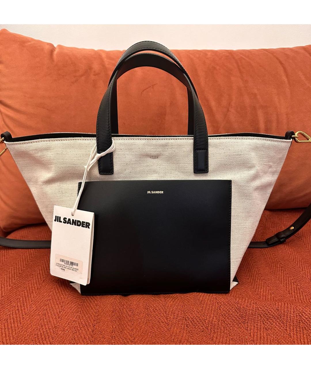 JIL SANDER Бежевая тканевая сумка тоут, фото 2