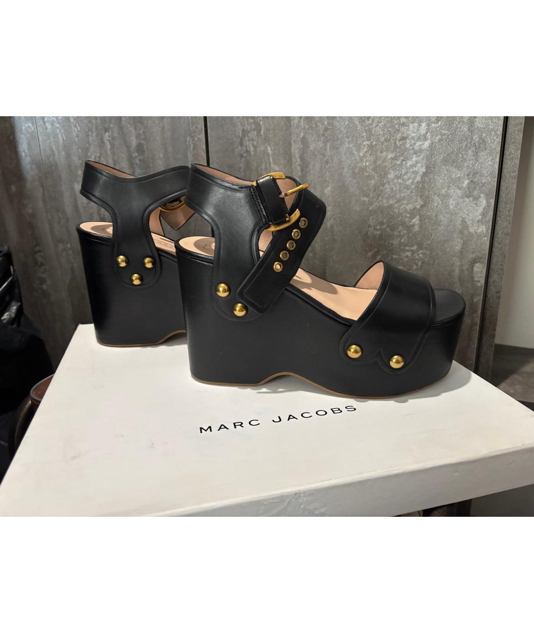 MARC JACOBS Черные кожаные босоножки, фото 5
