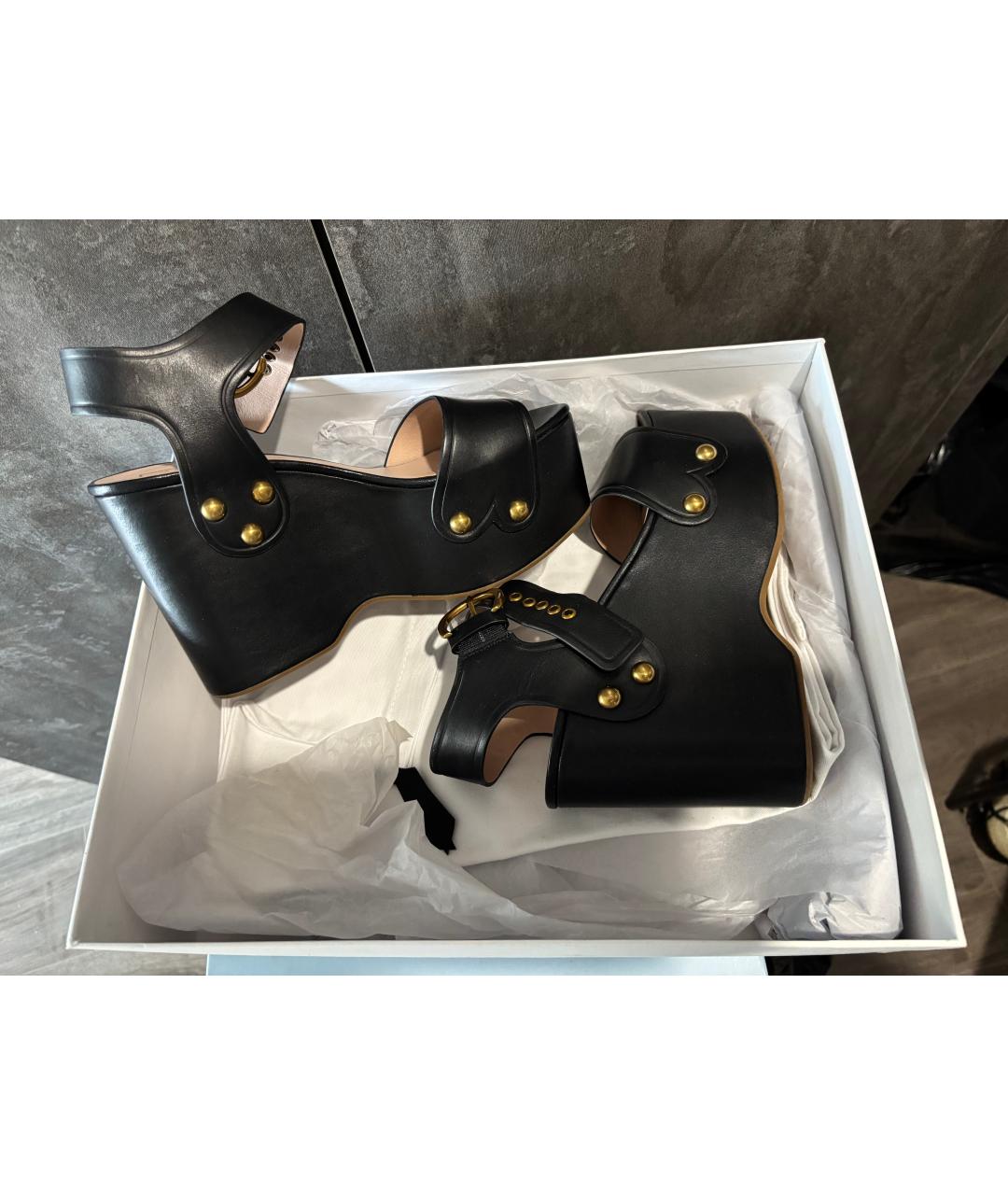 MARC JACOBS Черные кожаные босоножки, фото 4