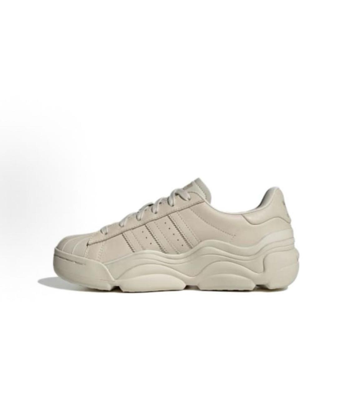 ADIDAS Бежевые кожаные низкие кроссовки / кеды, фото 2