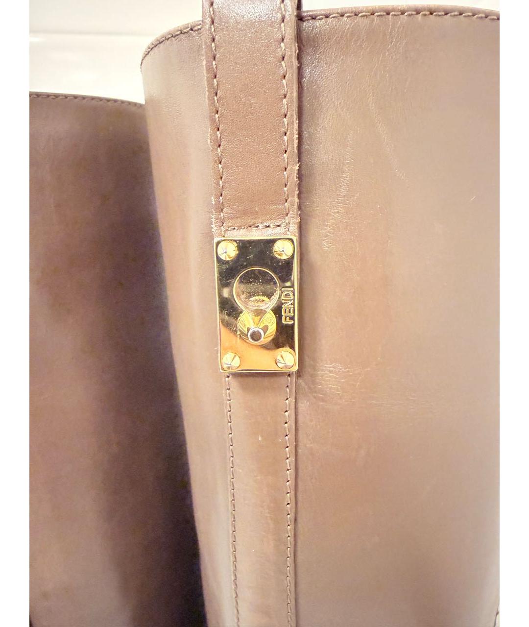 FENDI Коричневые кожаные сапоги, фото 4