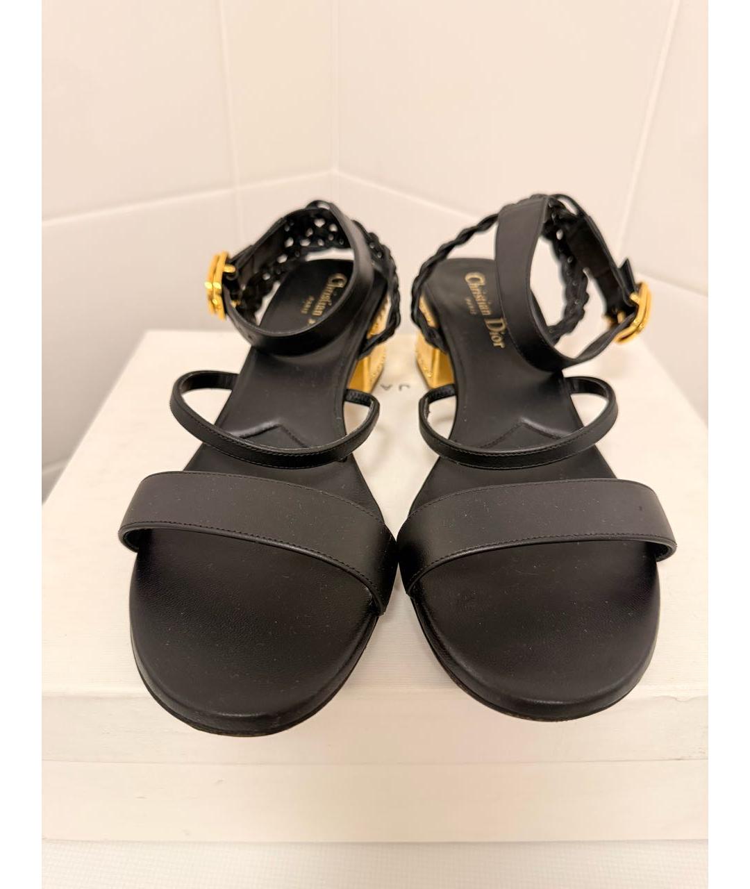 CHRISTIAN DIOR Черные кожаные босоножки, фото 3