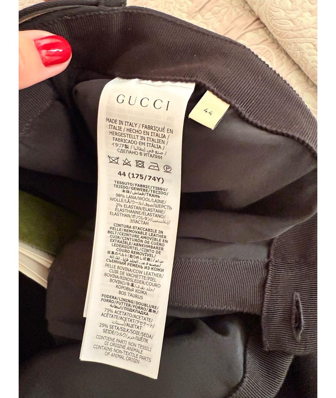 GUCCI Черная шерстяная юбка мини, фото 5
