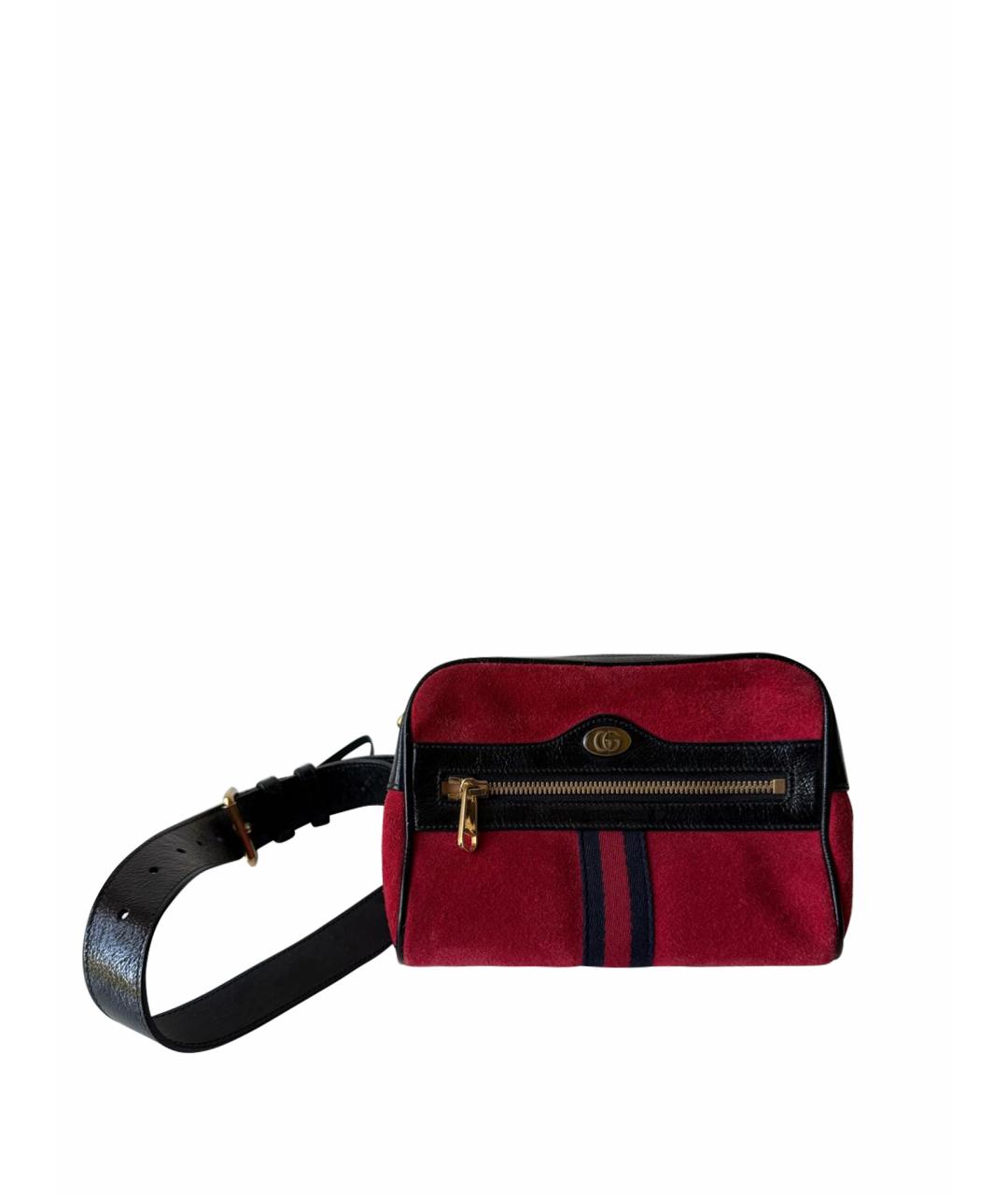 GUCCI Красная замшевая поясная сумка, фото 1