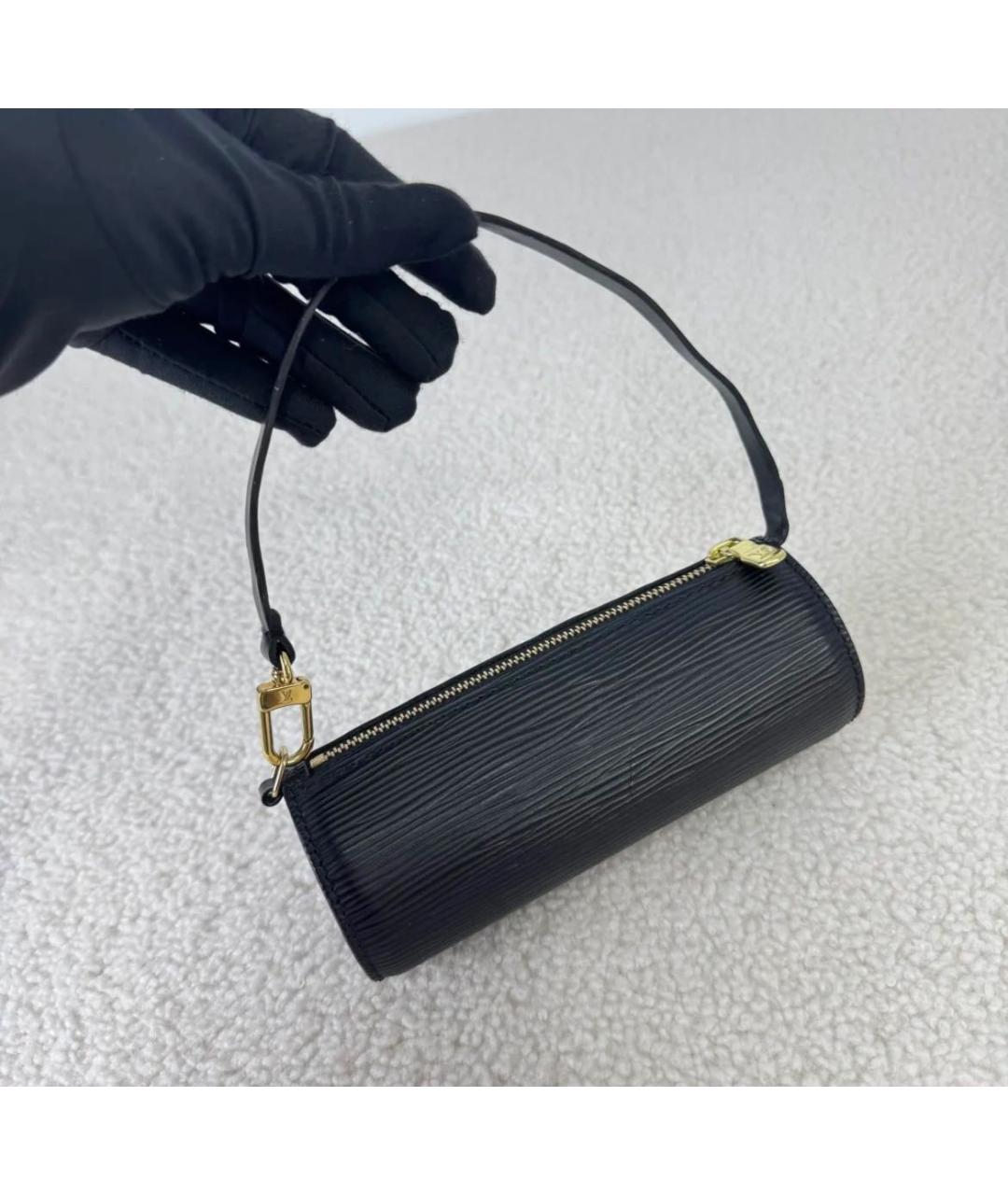 LOUIS VUITTON Черная кожаная сумка с короткими ручками, фото 9