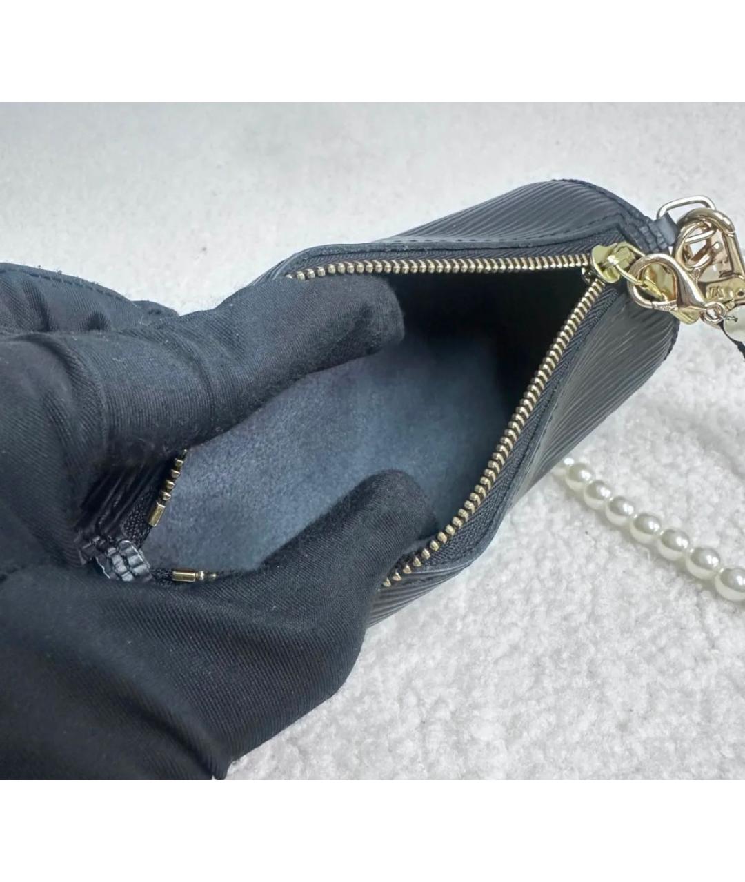 LOUIS VUITTON Черная кожаная сумка с короткими ручками, фото 5