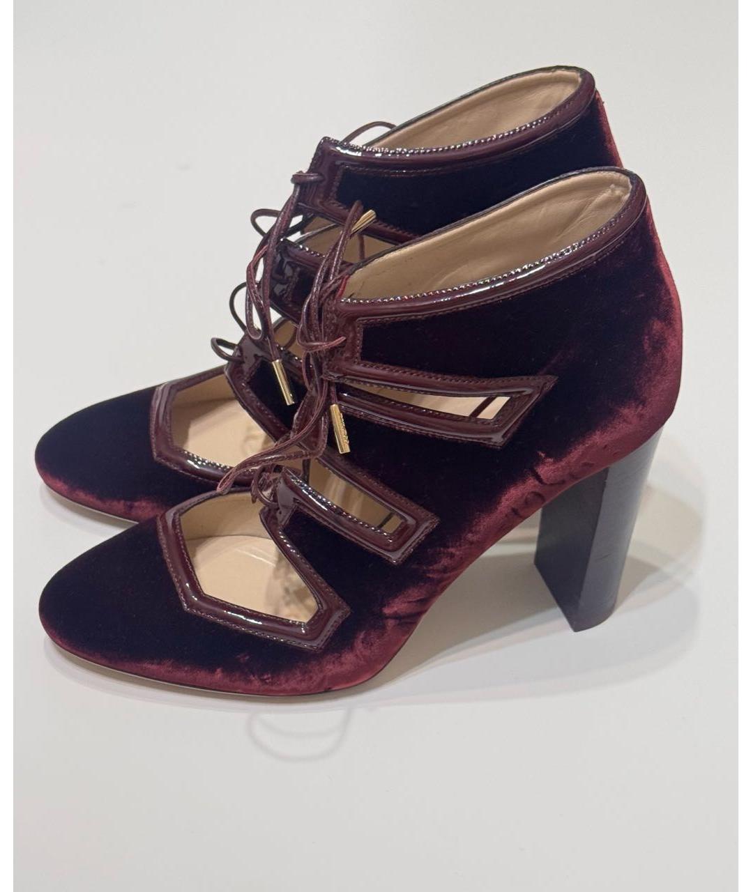 JIMMY CHOO Бордовые бархатные ботильоны, фото 3