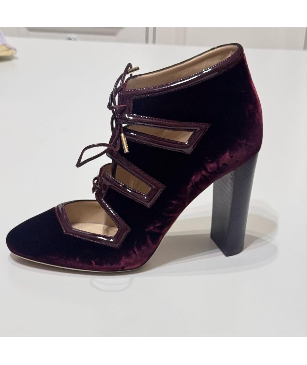 JIMMY CHOO Бордовые бархатные ботильоны, фото 5