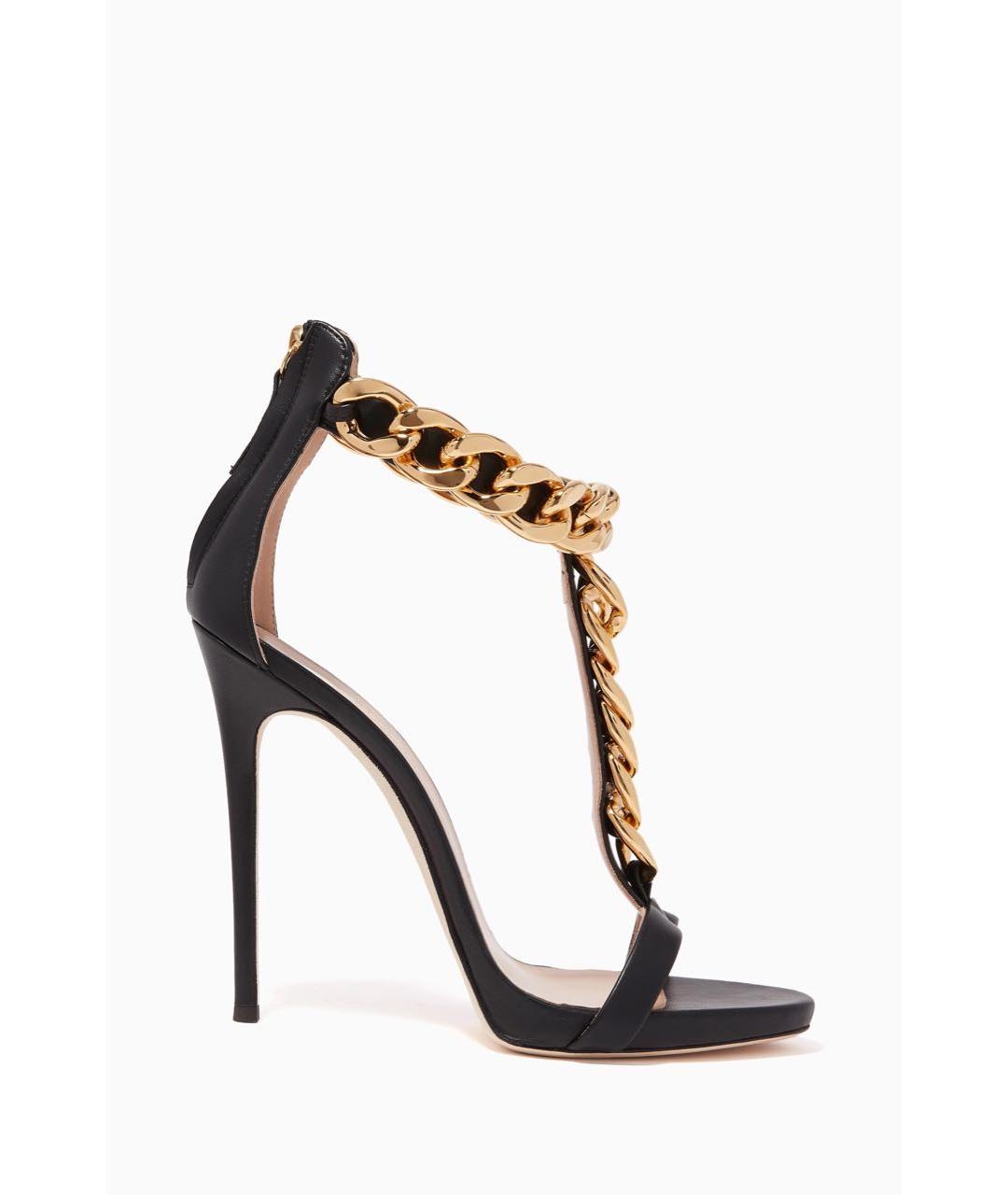 GIUSEPPE ZANOTTI DESIGN Черные кожаные босоножки, фото 3