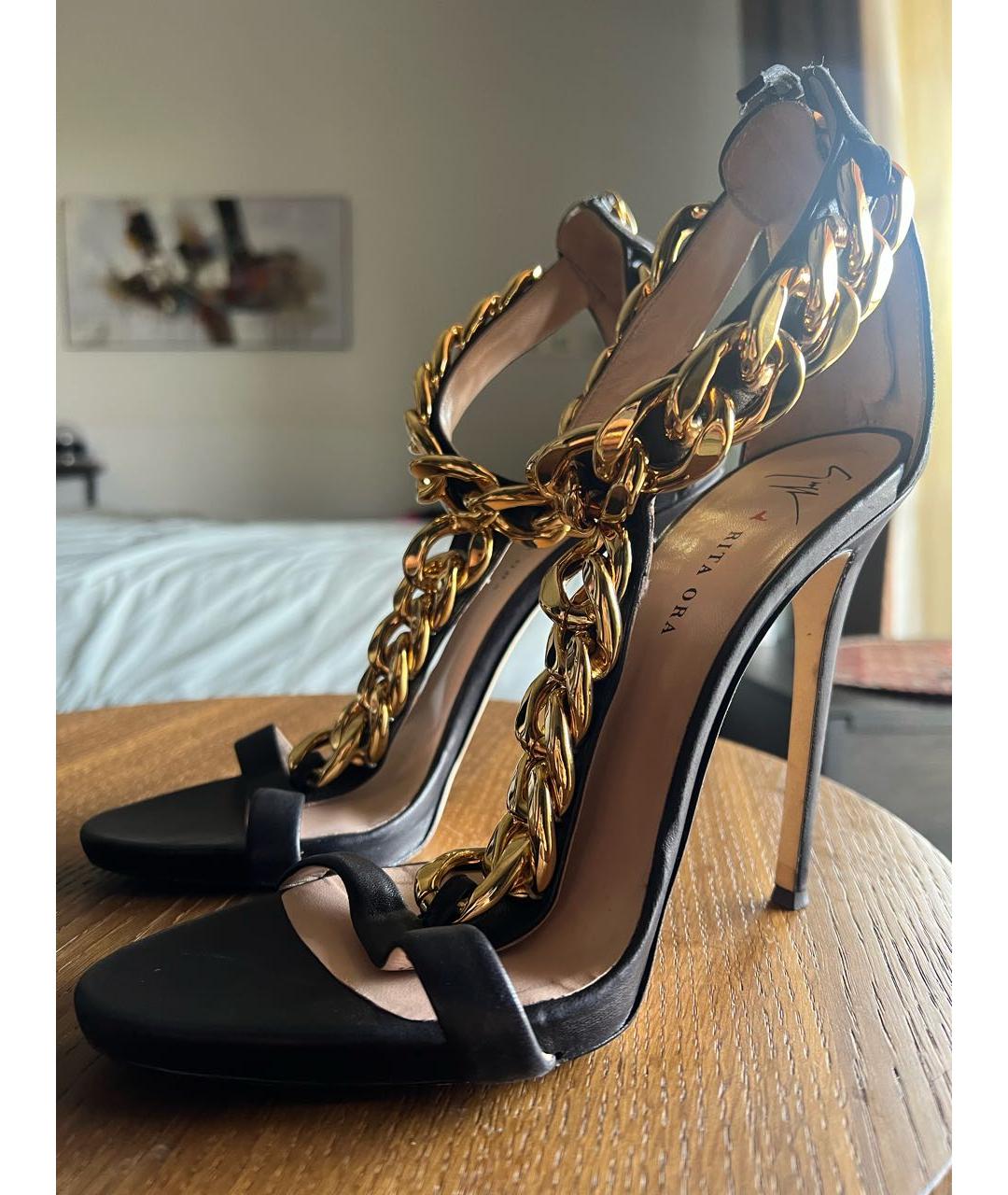 GIUSEPPE ZANOTTI DESIGN Черные кожаные босоножки, фото 2