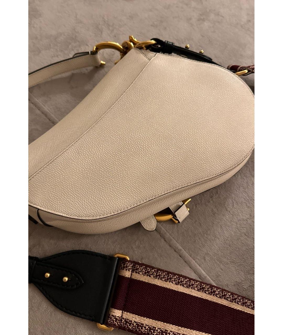CHRISTIAN DIOR Белая кожаная сумка с короткими ручками, фото 3