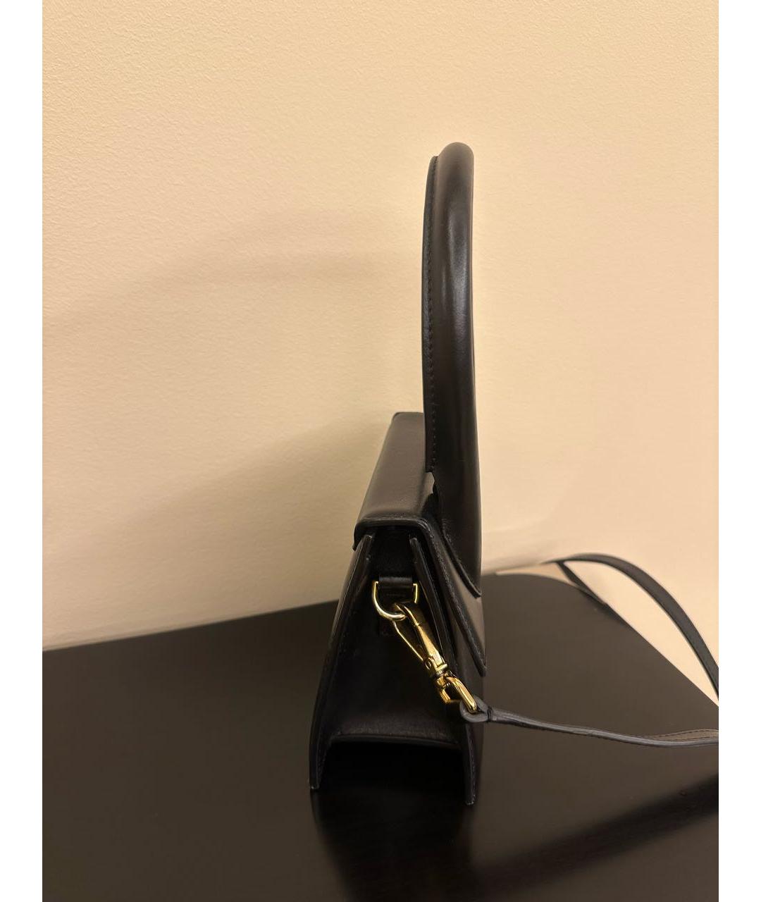 JACQUEMUS Черная кожаная сумка с короткими ручками, фото 2