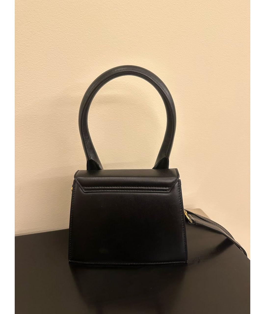 JACQUEMUS Черная кожаная сумка с короткими ручками, фото 3