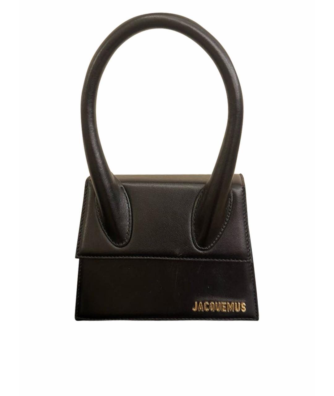 JACQUEMUS Черная кожаная сумка с короткими ручками, фото 1