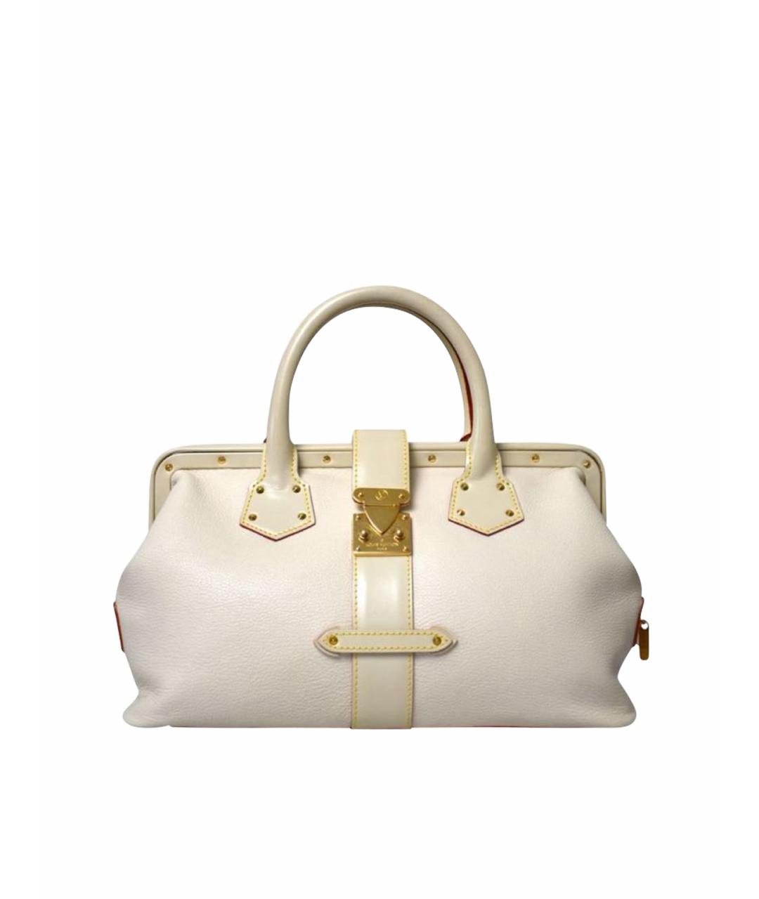 LOUIS VUITTON Бежевая кожаная сумка с короткими ручками, фото 3