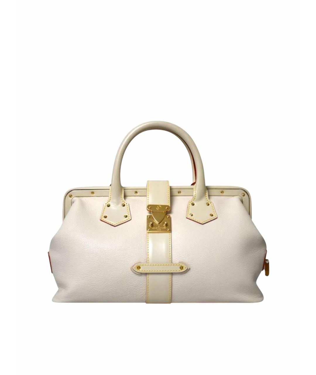 LOUIS VUITTON Бежевая кожаная сумка с короткими ручками, фото 1