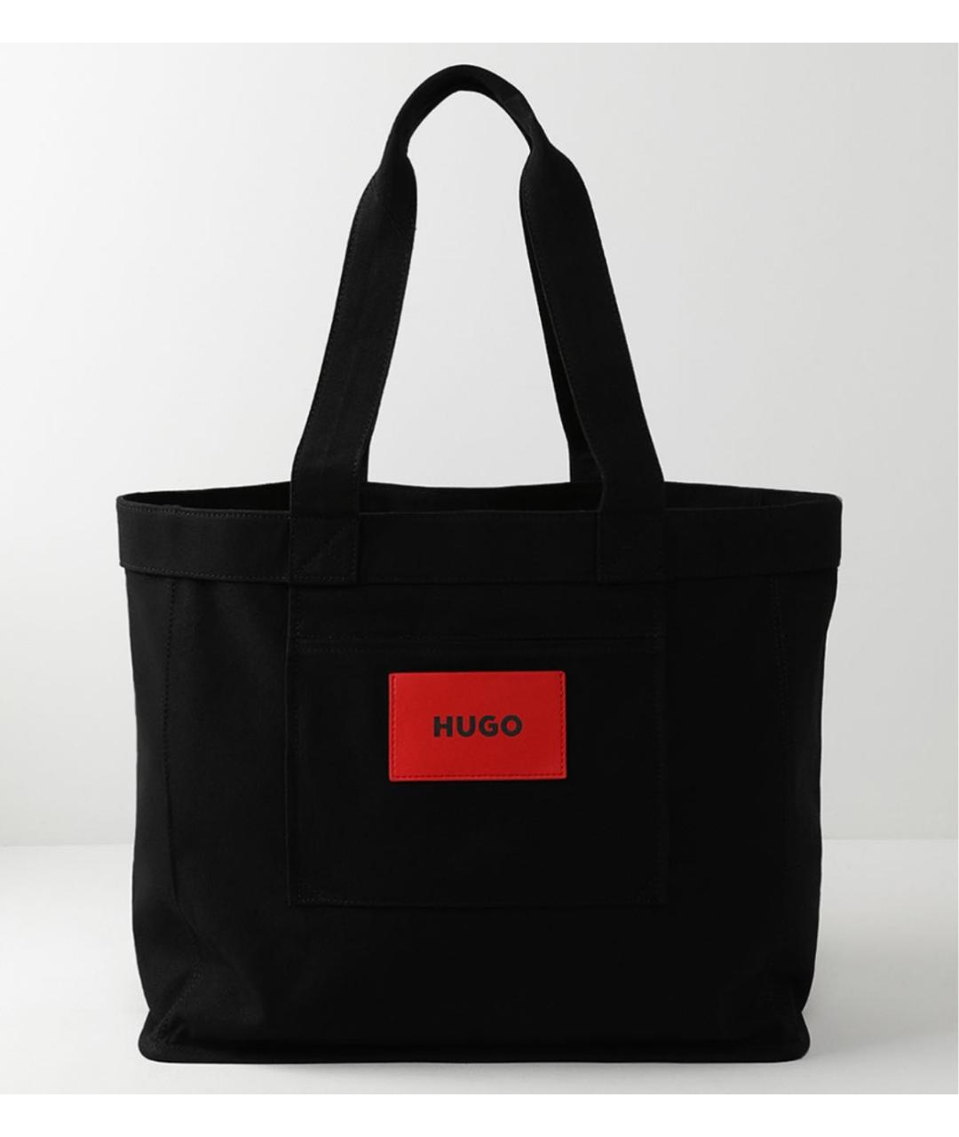 HUGO Черная хлопковая сумка тоут, фото 3