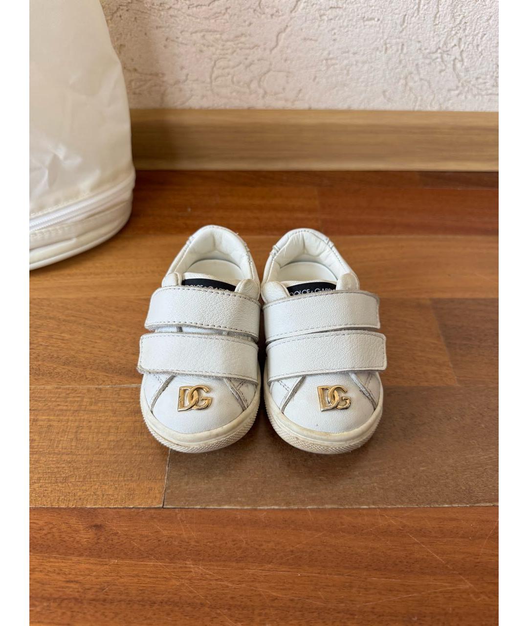 DOLCE & GABBANA KIDS Белые кожаные кеды, фото 3