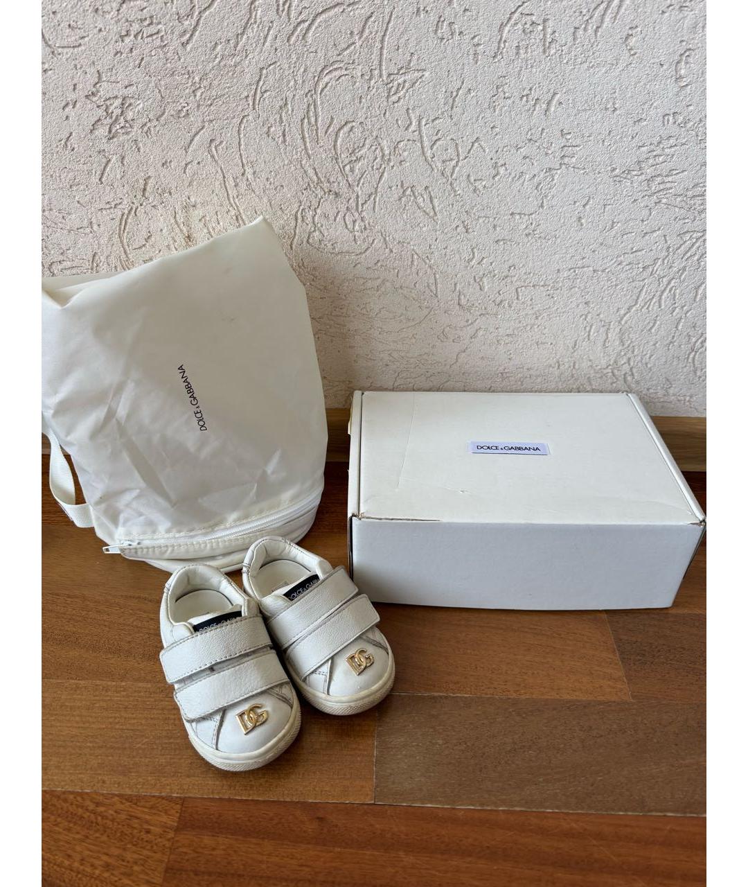 DOLCE & GABBANA KIDS Белые кожаные кеды, фото 6