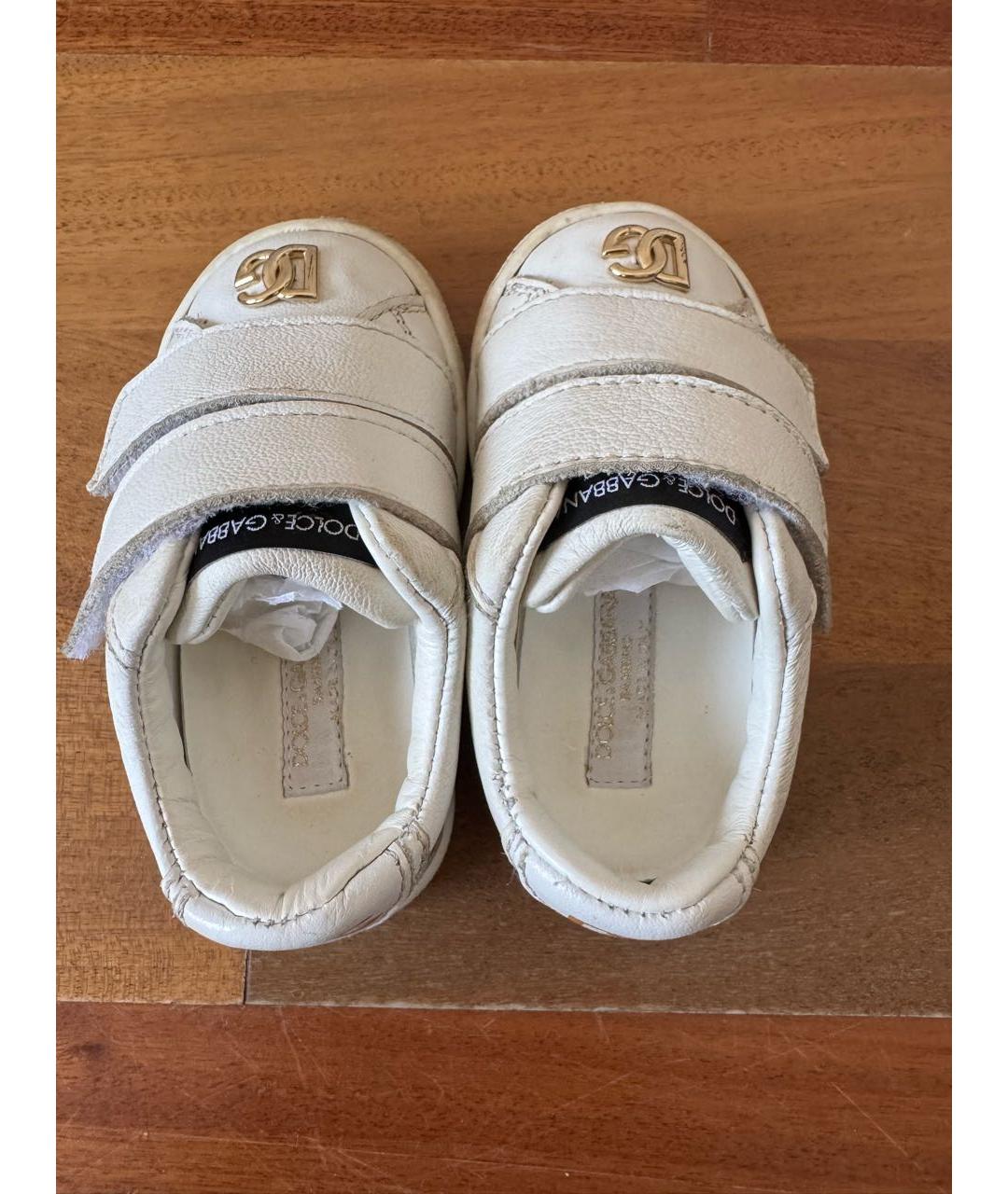 DOLCE & GABBANA KIDS Белые кожаные кеды, фото 2