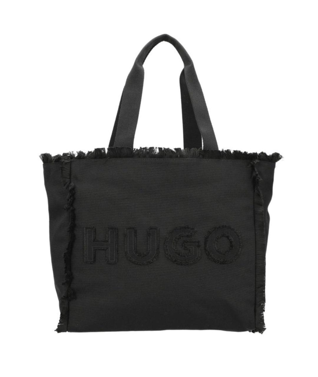 HUGO Черная хлопковая сумка тоут, фото 1