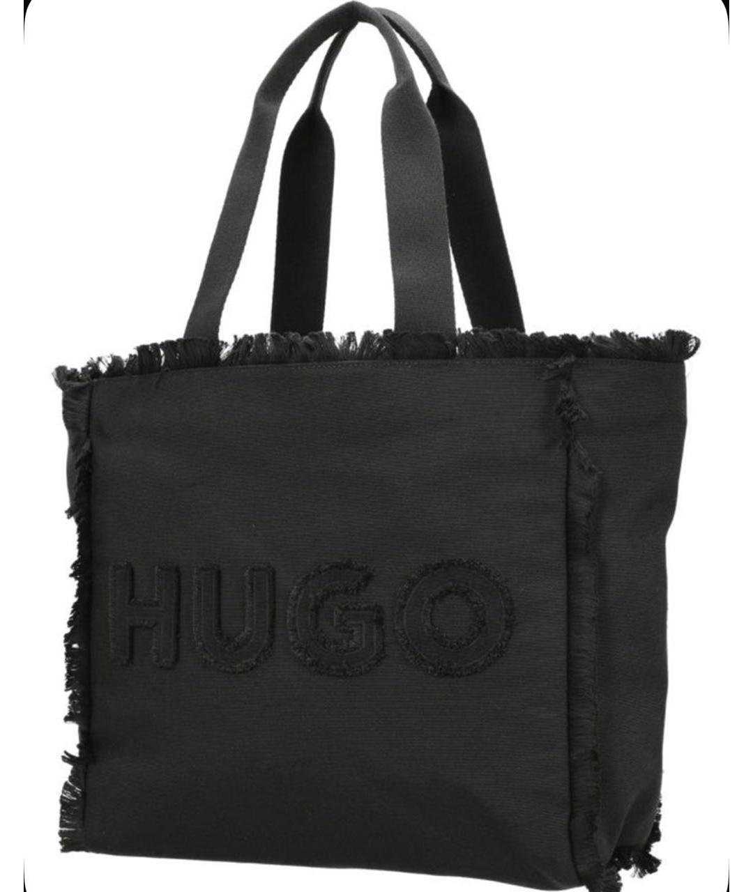 HUGO Черная хлопковая сумка тоут, фото 2